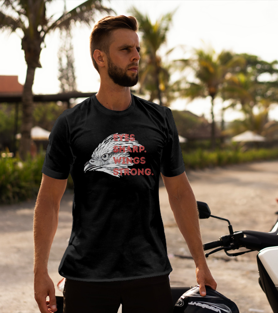 Raptor Bird Head Eyes Sharp Wings Strong T-Shirt