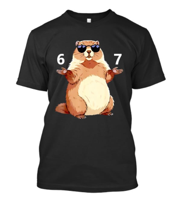 Groundhog Wearing Sunglasses 6 7 Six Seven Meme T-Shirt