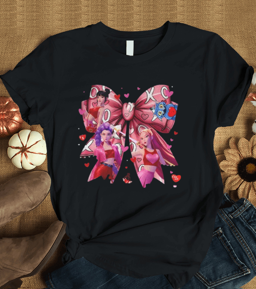 Huntrix Coquette XO Valentine's Kpop Demon Hunters Fantasy Ensemble T-Shirt