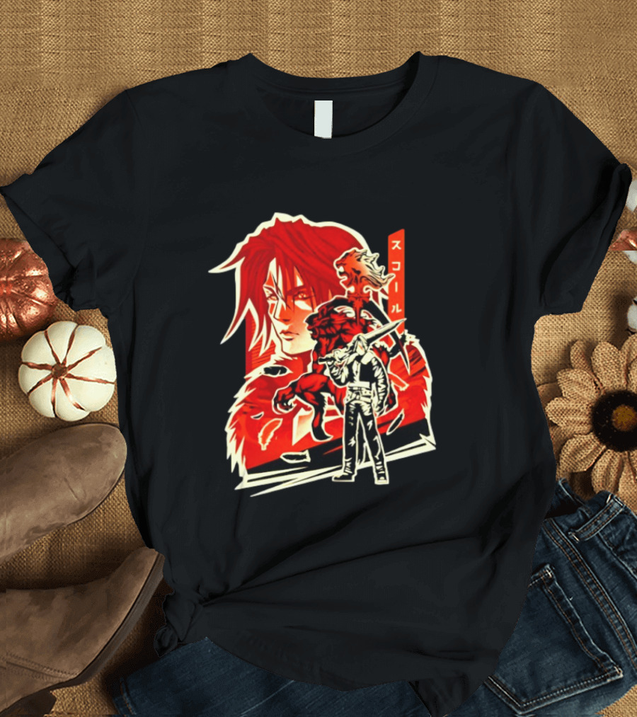 Squall Leonhart Final Fantasy Iconic Red Illustration With Katakana T-Shirt