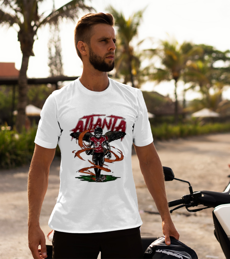 Atlanta Falcons Skeleton Football Player With Red Jersey And Wings T-Shirt