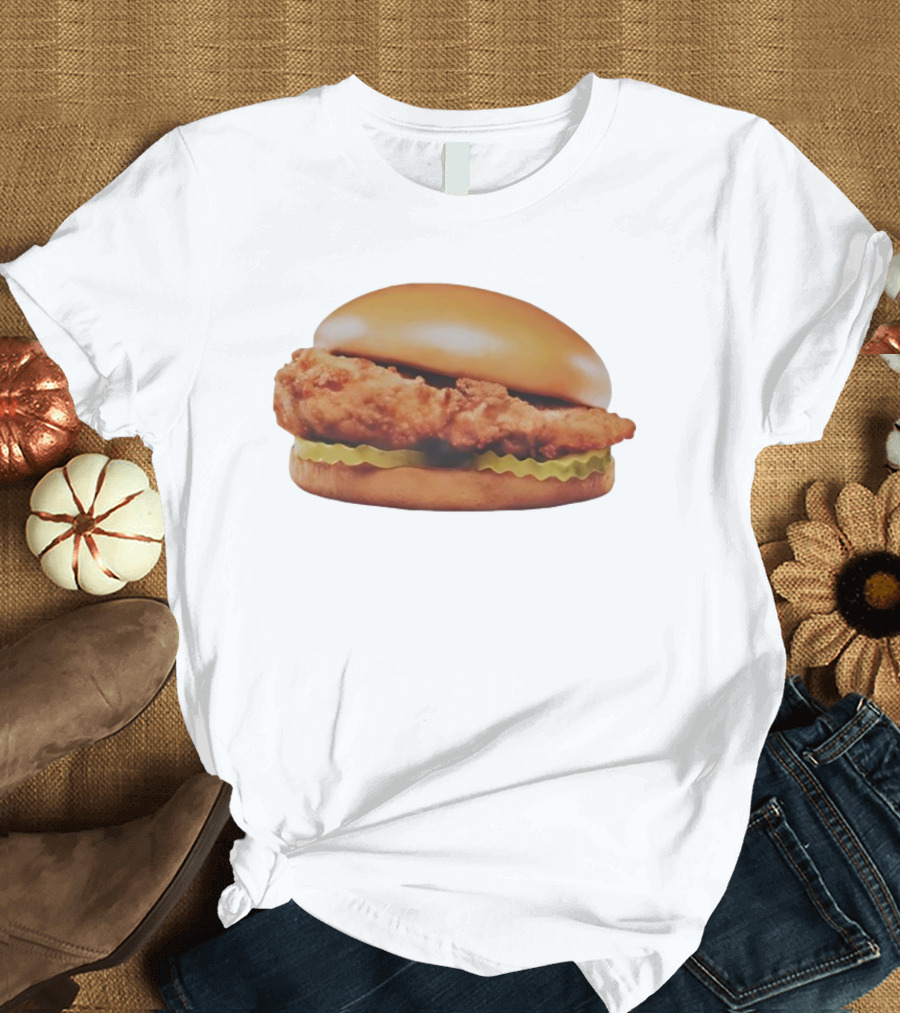 Crispy Chicken Hamburger Sandwich With Pickles T-Shirt