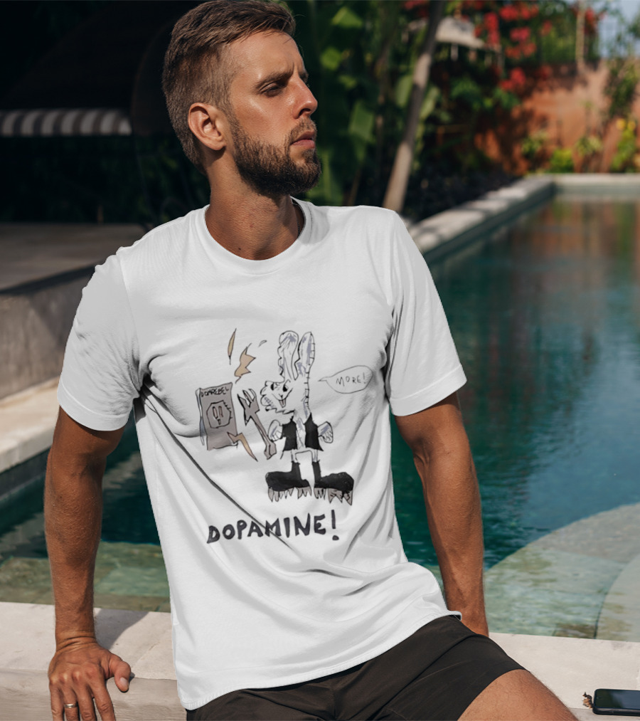 Dopamine Energized Bunny Cartoon Fun Humor T-Shirt