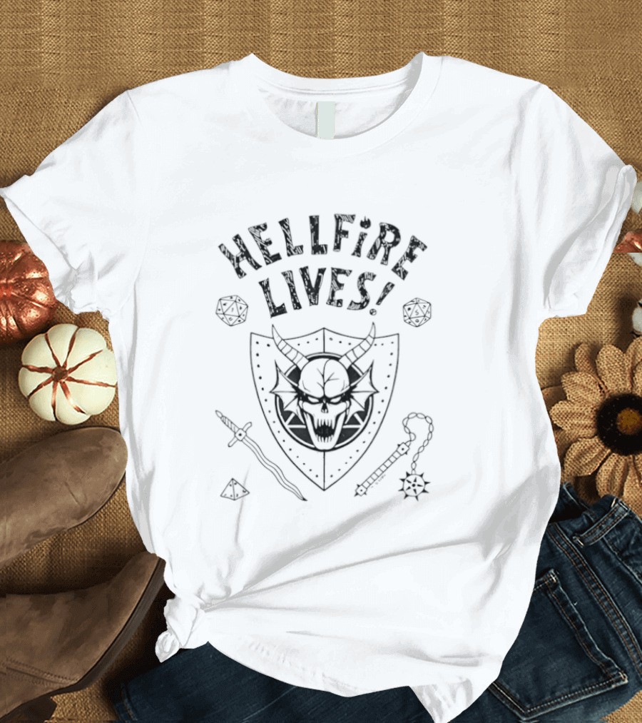 Skull Demon Shield Hellfire Lives Dice Dungeons Dragons D20 T-Shirt