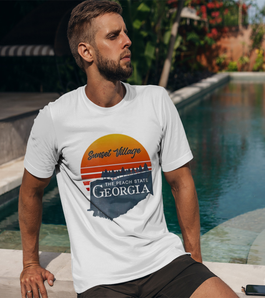 Sunset Village The Peach State Georgia T-Shirt