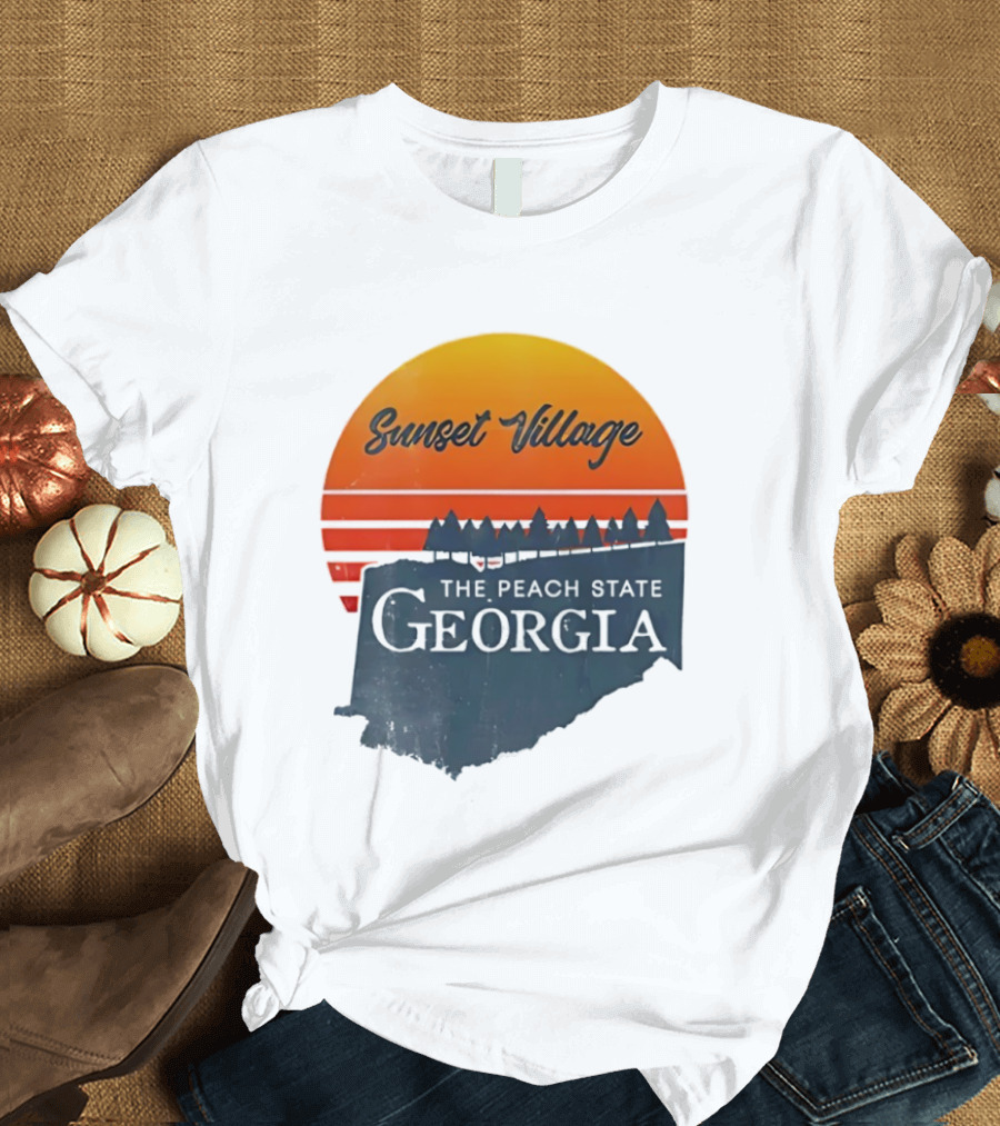 Sunset Village The Peach State Georgia T-Shirt
