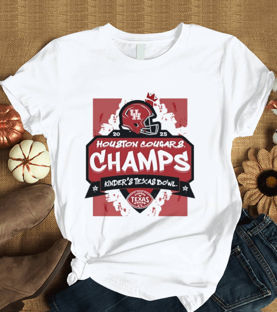 Houston Cougars Champs Kinder's Texas Bowl UH Helmet Football Victory 2025 T-Shirt