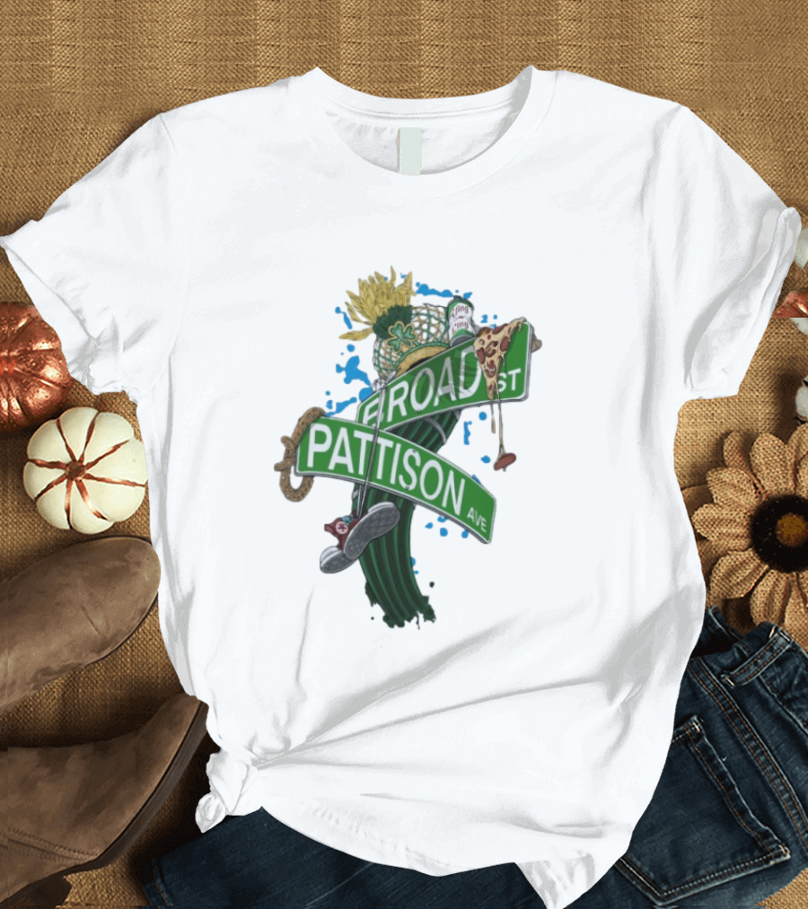 Philadelphia Eagles Broad St Pattison Ave Street Signs Pizza Cheesesteak Sunflower Clover T-Shirt
