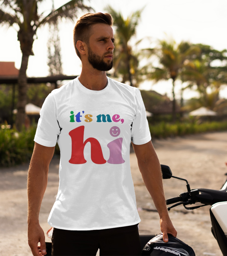 It's Me Hi Colorful Text With Smiley Face T-Shirt
