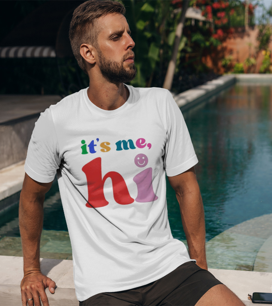 It's Me Hi Colorful Text With Smiley Face T-Shirt