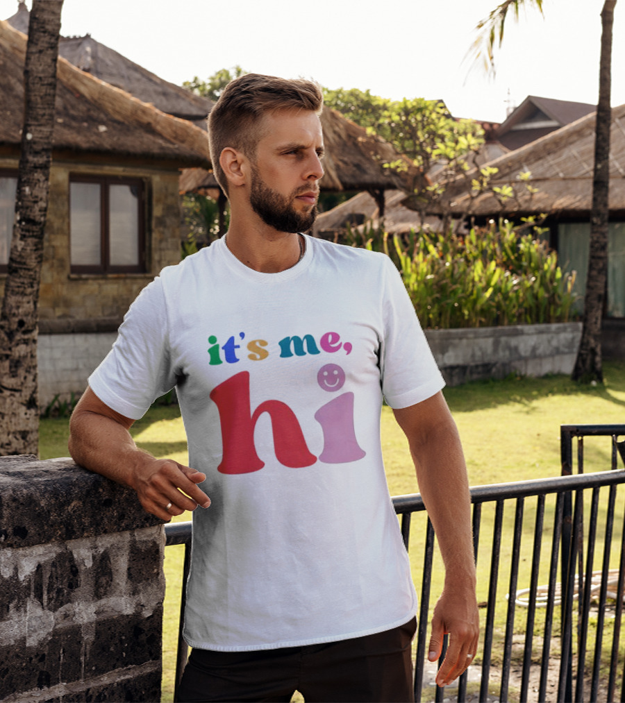 It's Me Hi Colorful Text With Smiley Face T-Shirt