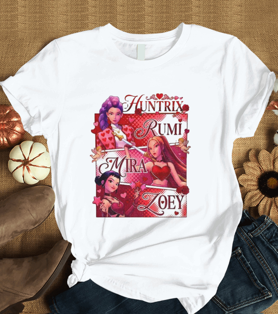 Saja Kpop Idol Huntrix Rumi Mira Zoey Valentine’s Day T-Shirt