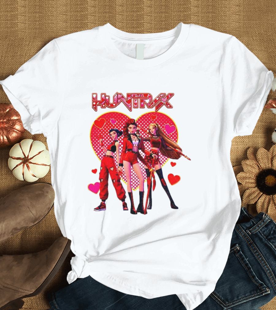 Huntrix Valentine Anime Girl Group Saja Girls Hearts T-Shirt