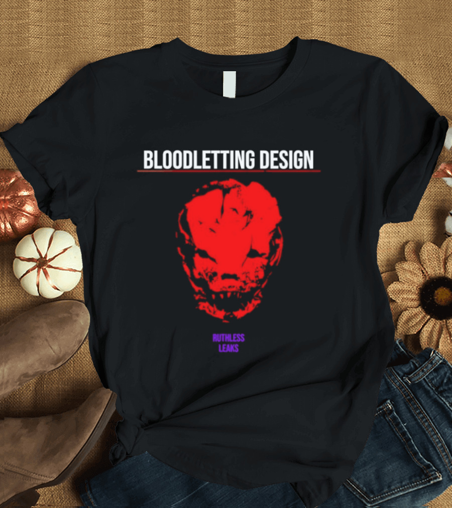 Bloodletting Red Ruthless Leaks Skull T-Shirt