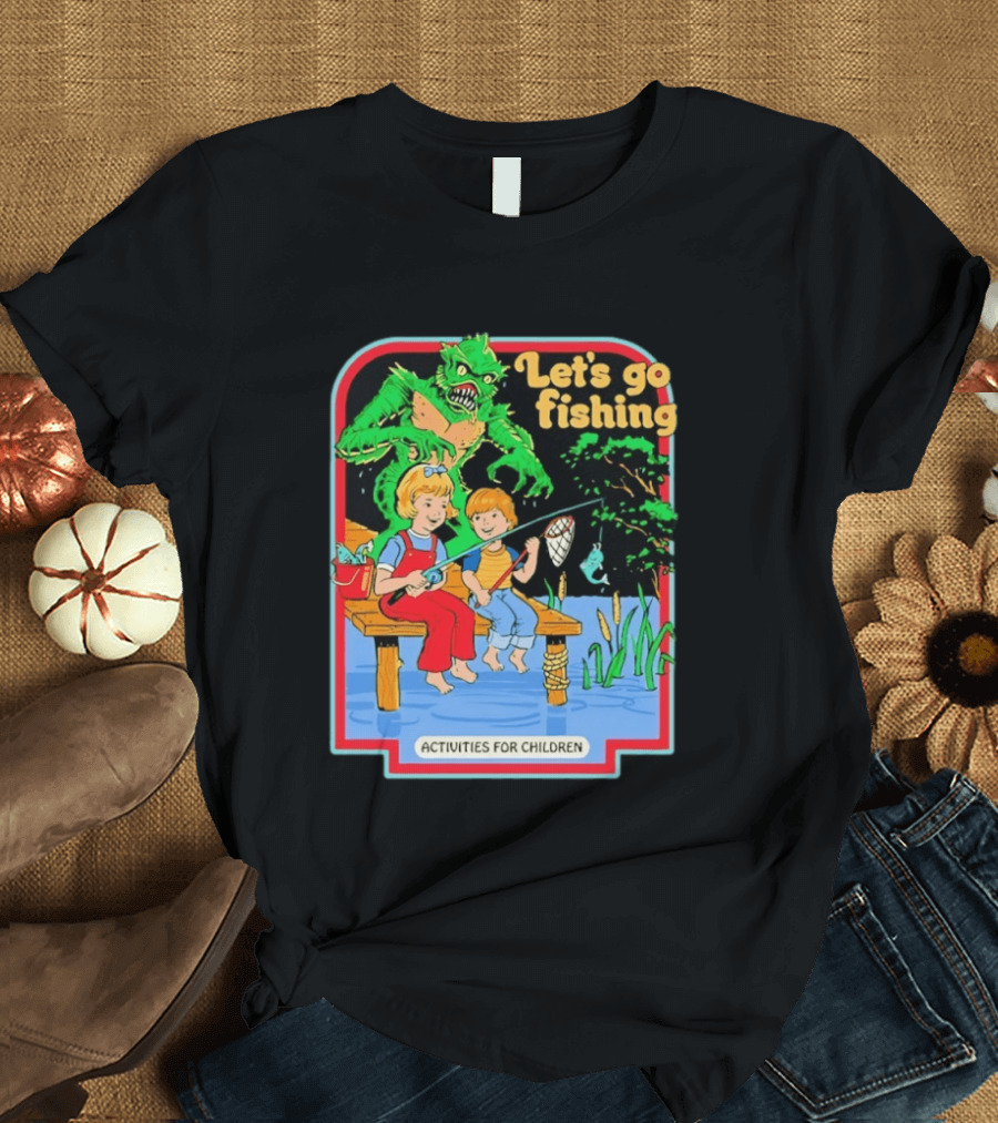 Let's Go Fishing Activities For Children Monster And Pond Adventure T-Shirt