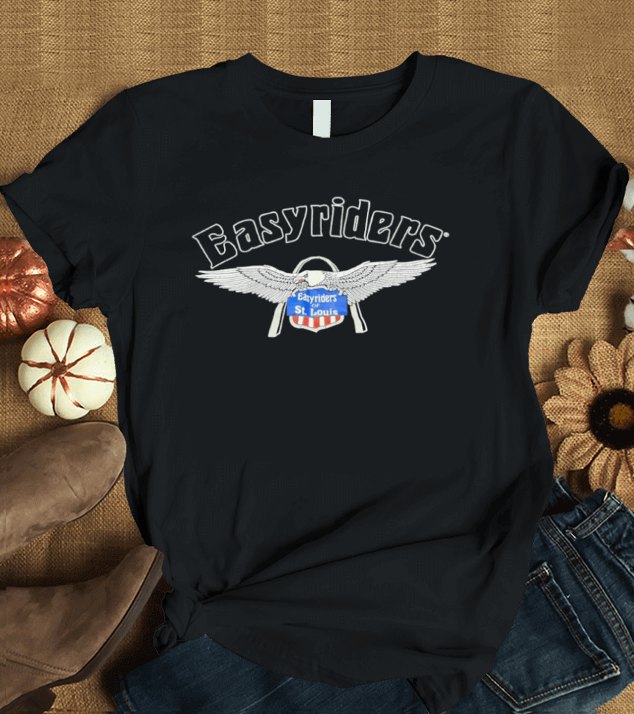Easyriders Of St. Louis With American Flag And Wings T-Shirt