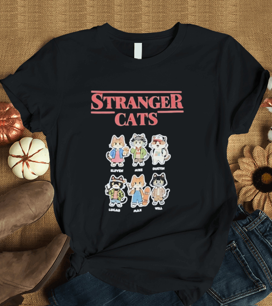 Stranger Cats Eleven Mike Dustin Lucas Max Will Characters T-Shirt