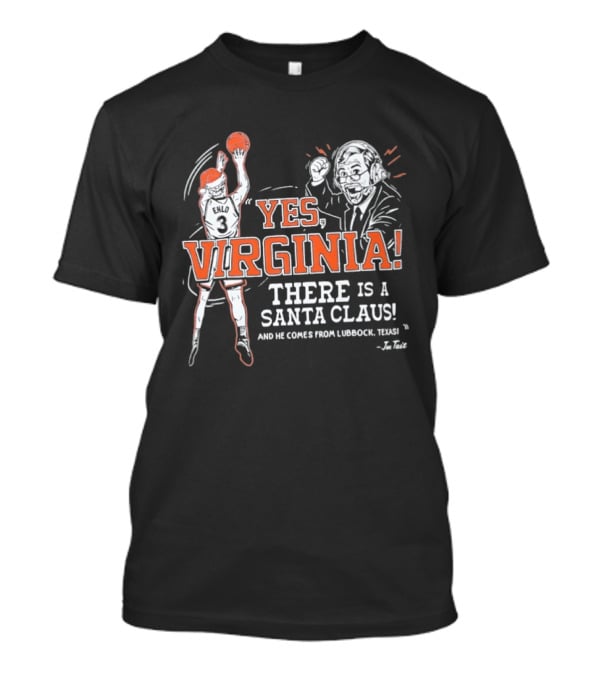 Virginia Cavaliers Yes Virginia There Is A Santa Claus Basketball Player And Coach T-Shirt