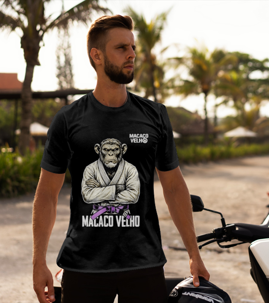Monkey Macaco Velho Jiu Jitsu Purple Belt Seasoned Grappler T-Shirt