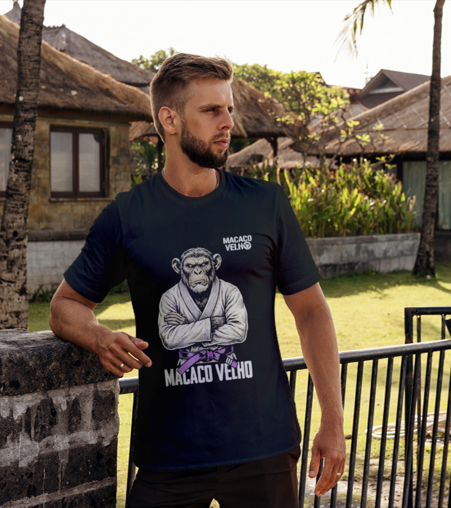 Monkey Macaco Velho Jiu Jitsu Purple Belt Seasoned Grappler T-Shirt