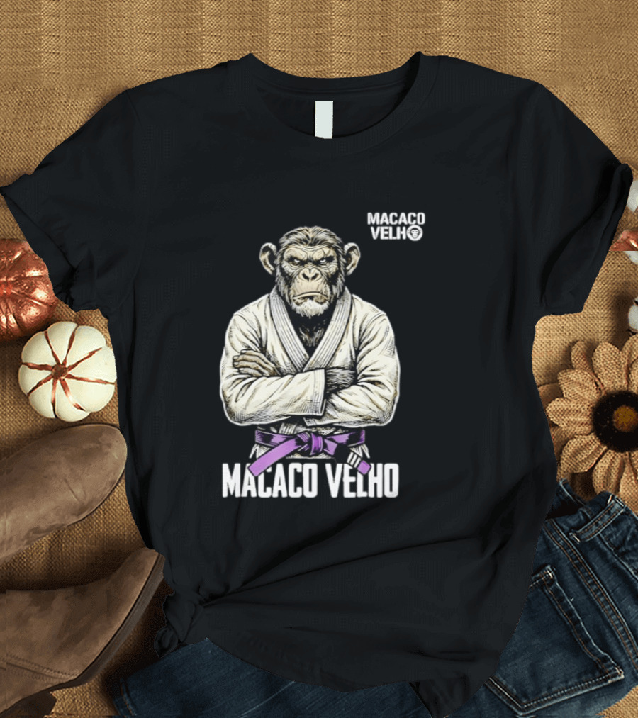 Monkey Macaco Velho Jiu Jitsu Purple Belt Seasoned Grappler T-Shirt