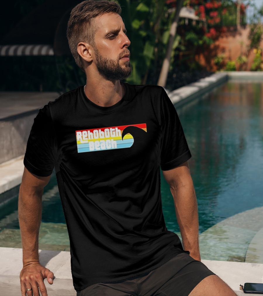Rehoboth Beach Vintage Rainbow Wave T-Shirt