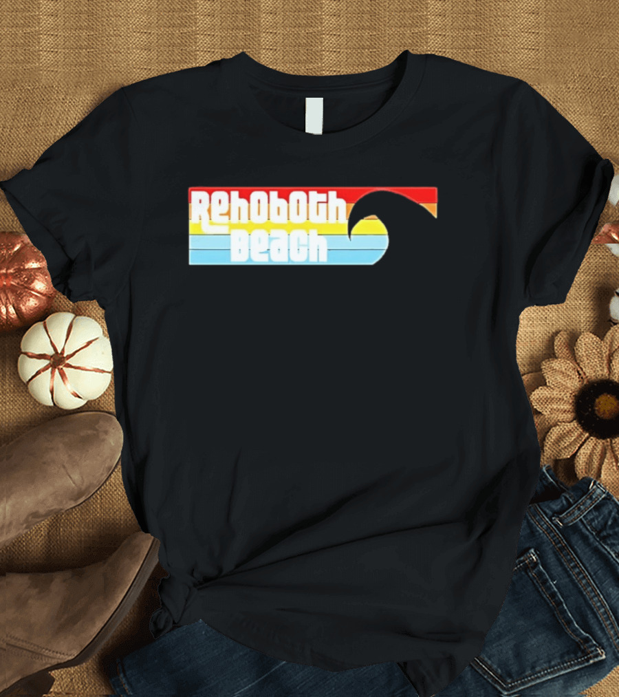 Rehoboth Beach Vintage Rainbow Wave T-Shirt