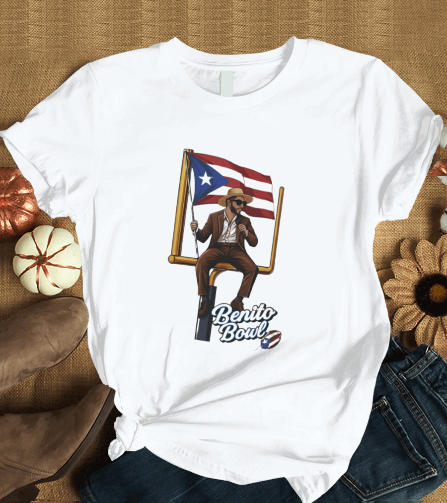 Benito Bowl Puerto Rican Flag Halftime Show Football T-Shirt