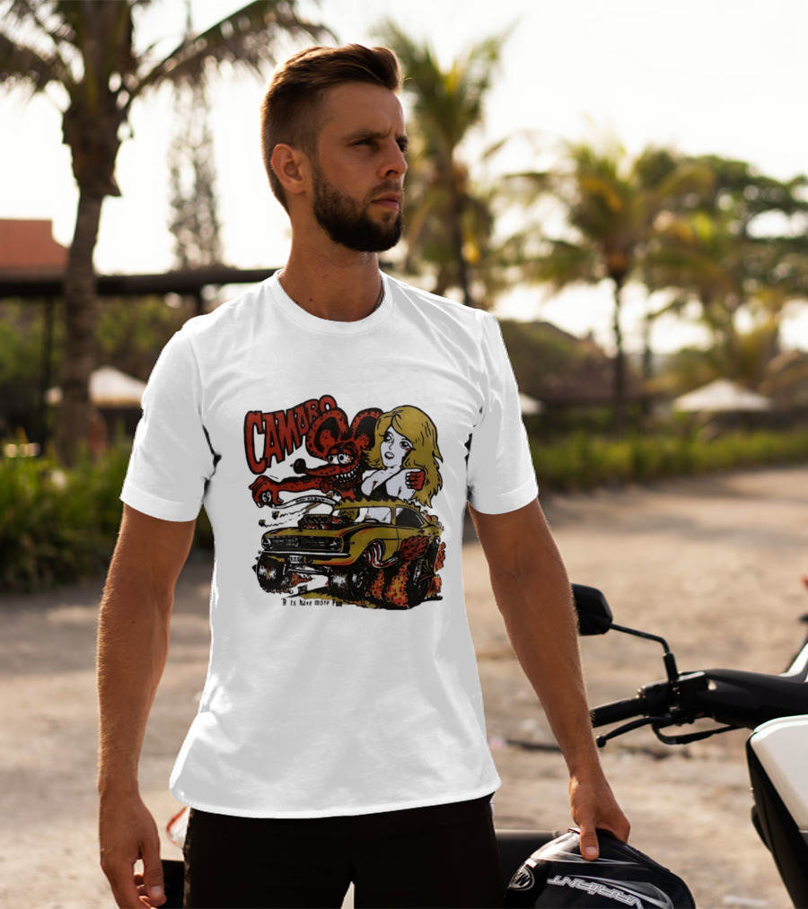 Camaro 69 Rats Have More Fun Blonde Lady Hot Rod Cartoon T-Shirt