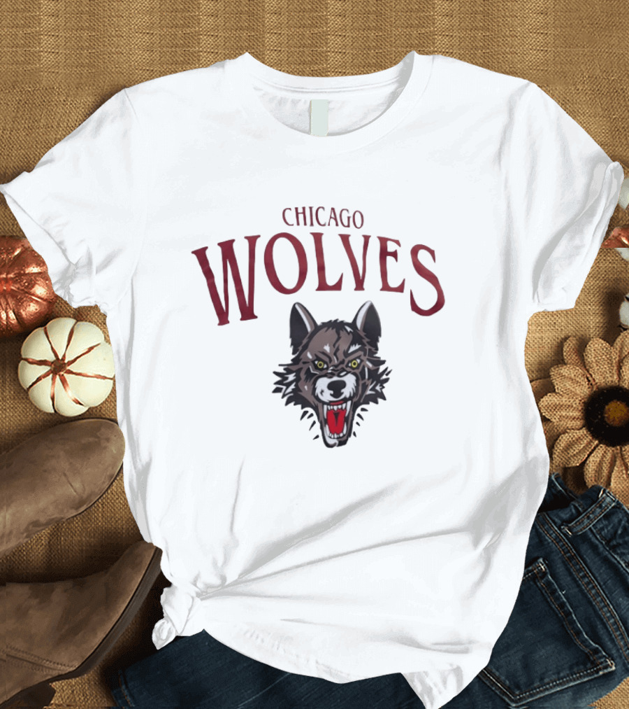 Chicago Wolves Fierce Team Emblem Hockey Merchandise T-Shirt