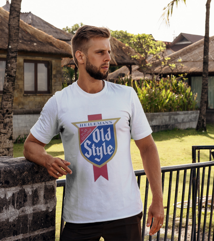 Old Style Beer Heileman's Pure Genuine Iconic Branding T-Shirt
