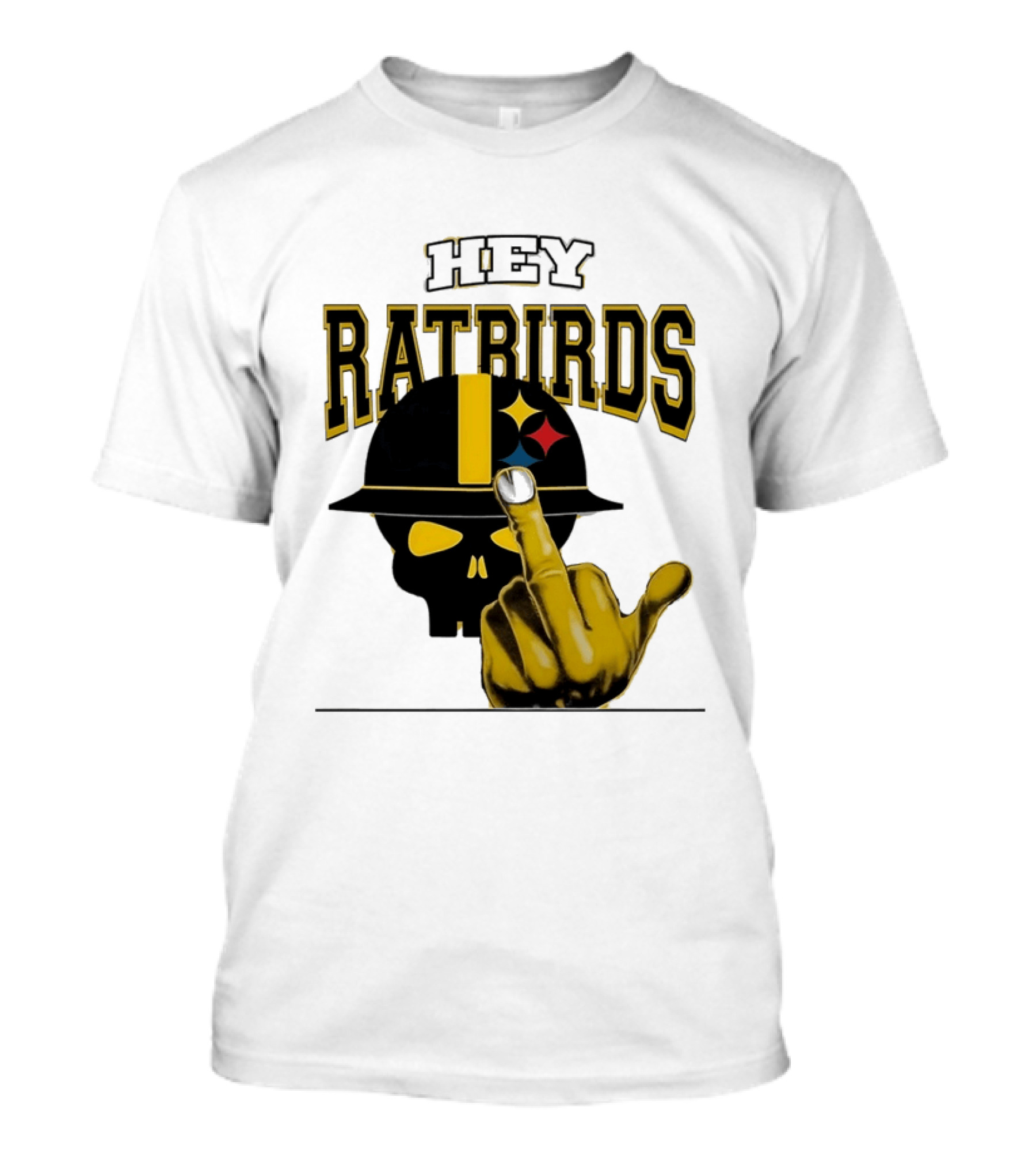 Hey Ratbirds Middle Finger Pittsburgh Steelers Skull T-Shirt