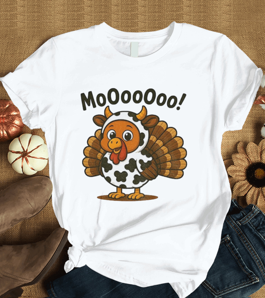 Mooooooo Thanksgiving Cow Turkey Humor T-Shirt