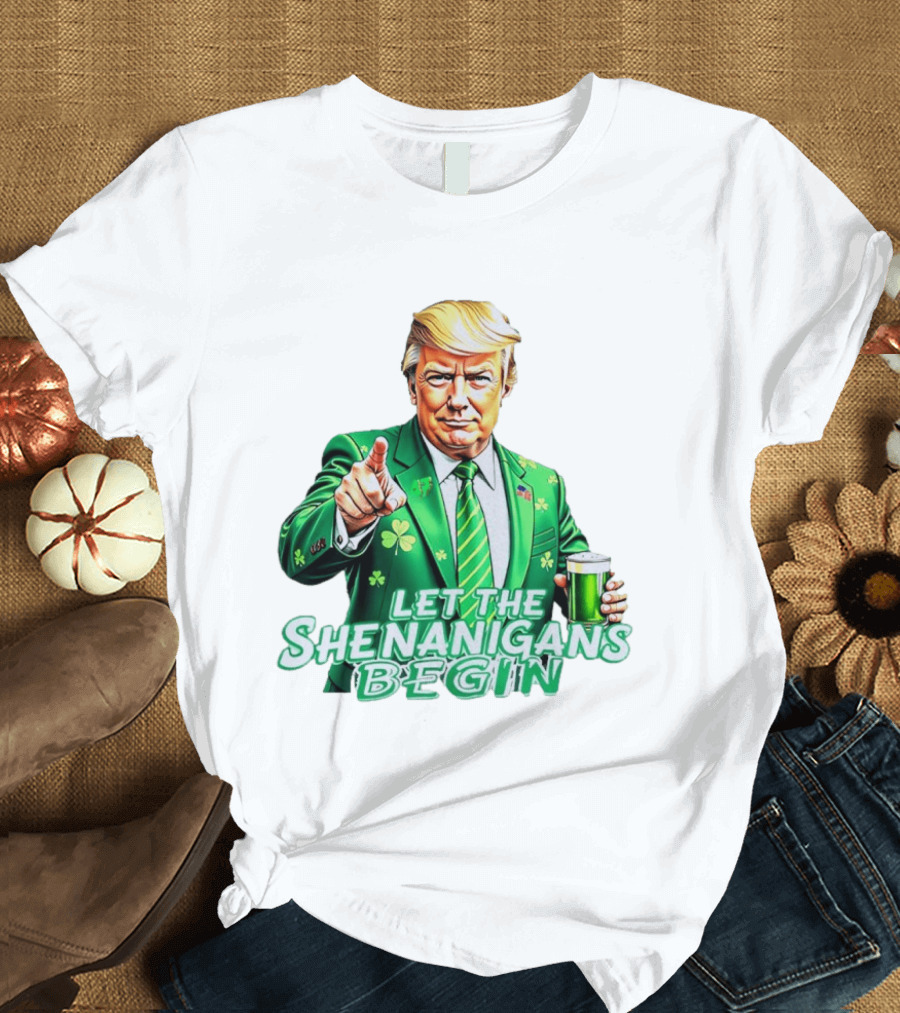 Let The Shenanigans Begin Green Suit And Beer St. Patrick's Day T-Shirt