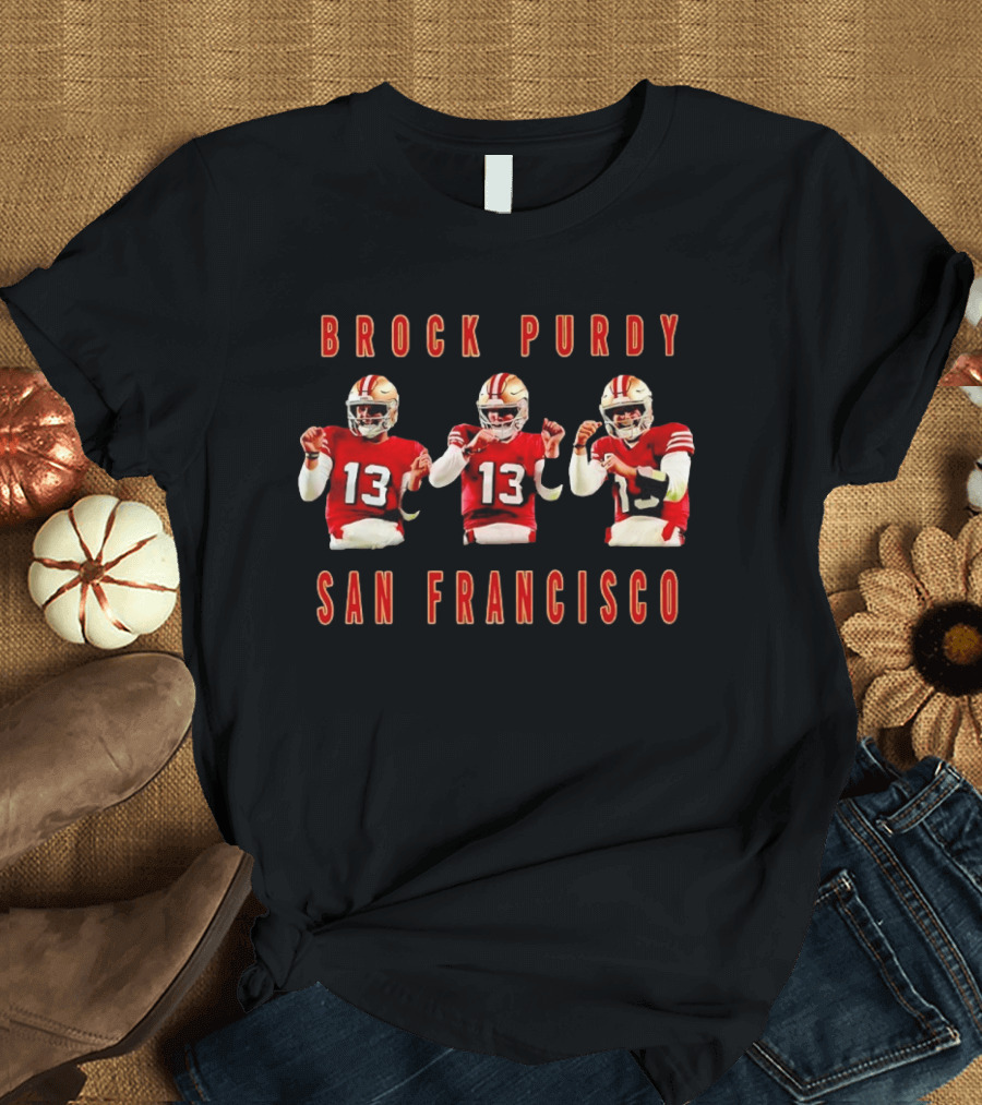 Brock Purdy 13 San Francisco 49ers Victory Celebration Red Uniform T-Shirt