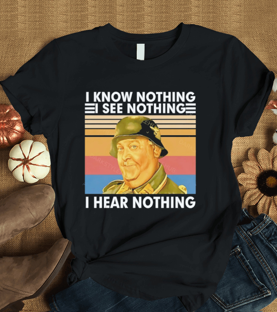 Sergeant Schultz Vintage I Know Nothing I See Nothing I Hear Nothing T-Shirt