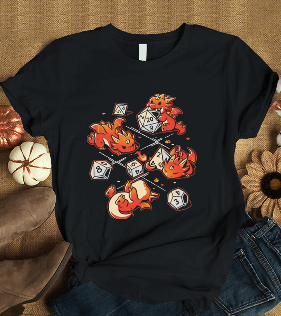 Dice Dragons Cute D20 Fantasy Gaming Adventure T-Shirt