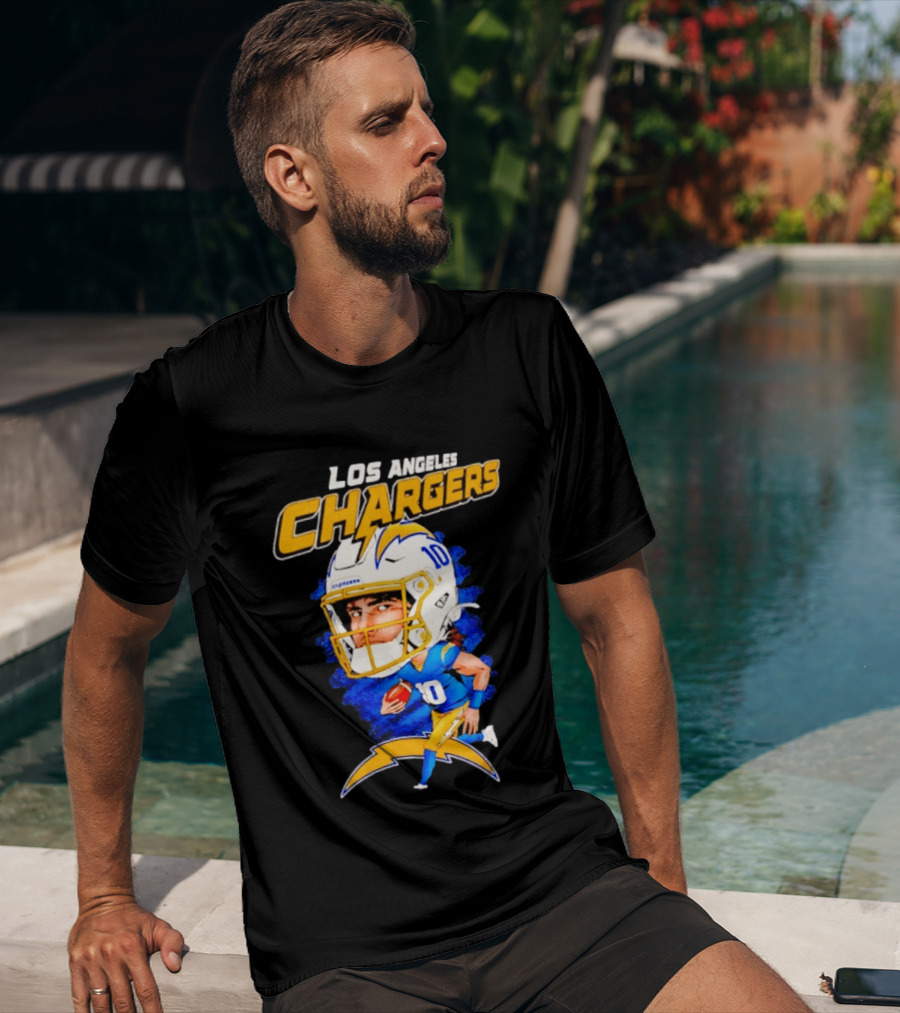 Los Angeles Chargers Justin Herbert Caricature Football Star 10 T-Shirt
