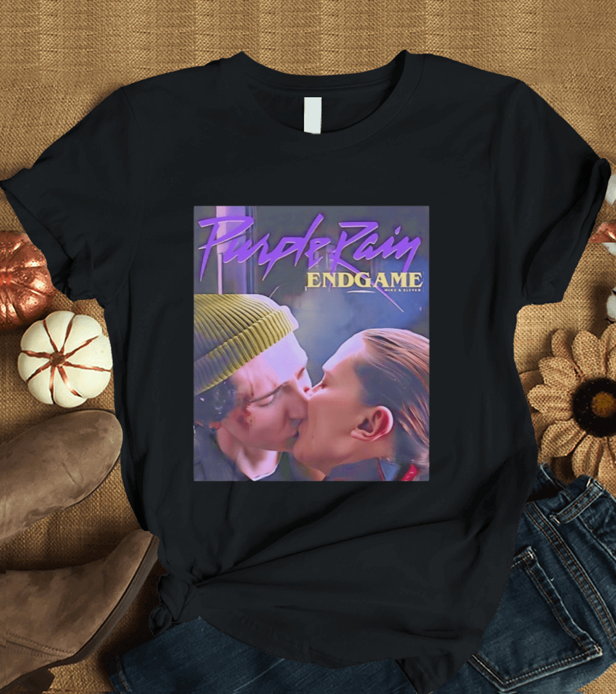 Purple Rain Endgame Mike Eleven Kissing Stranger Things T-Shirt
