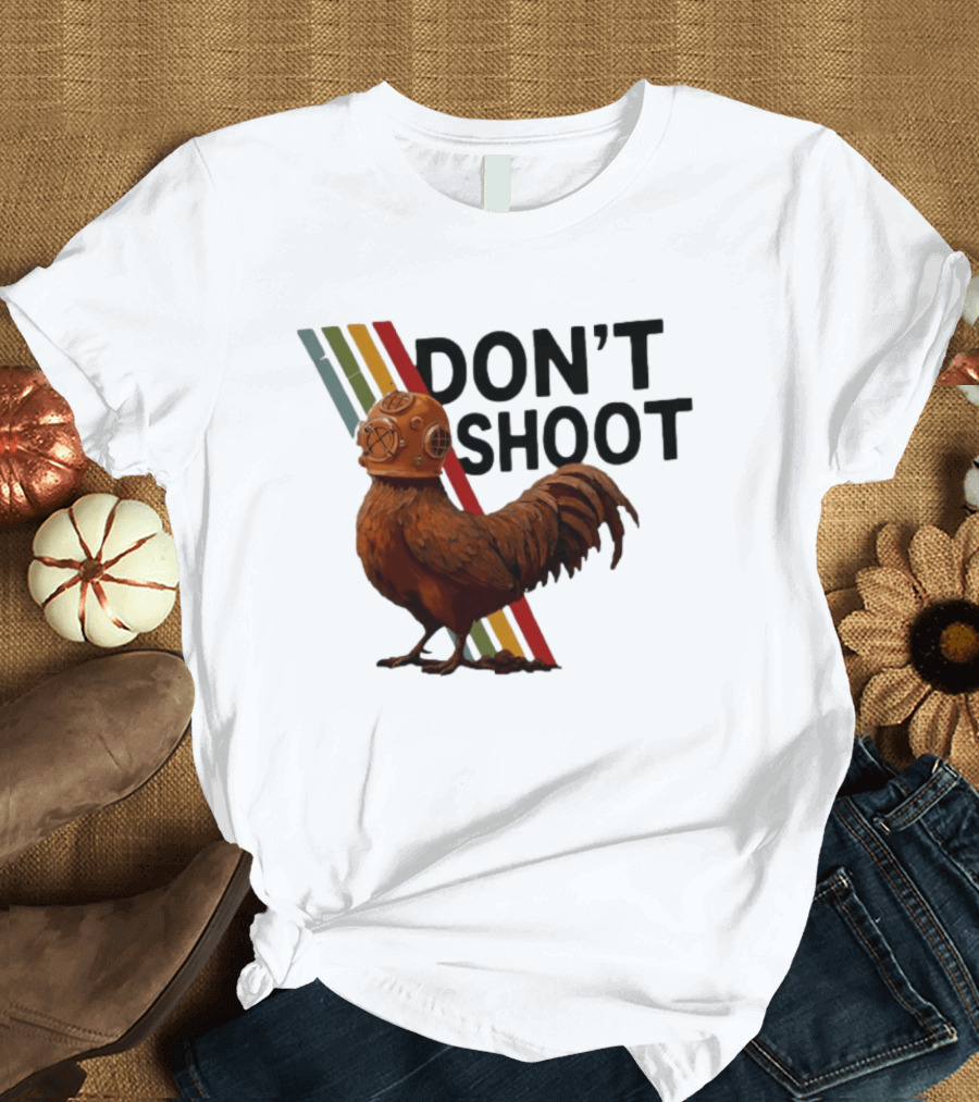Don't Shoot Chicken Diver Helmet Retro Stripes T-Shirt