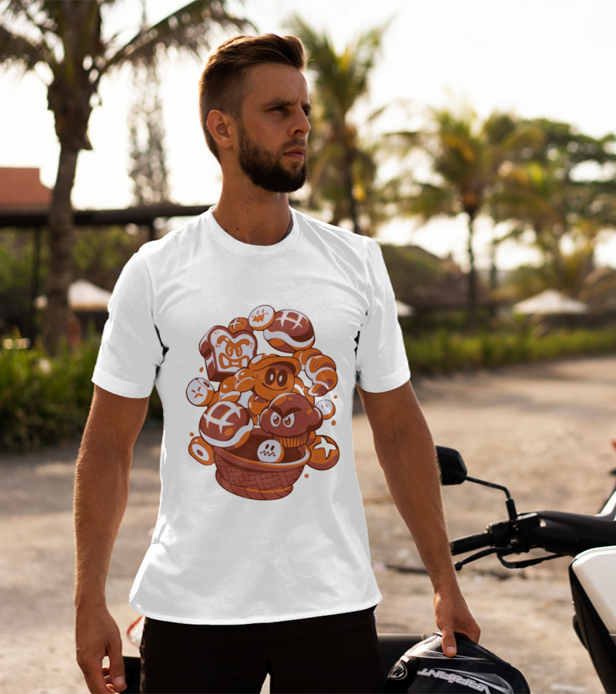 Enemies And Breads Angry Toast And Muffin Characters Basket T-Shirt