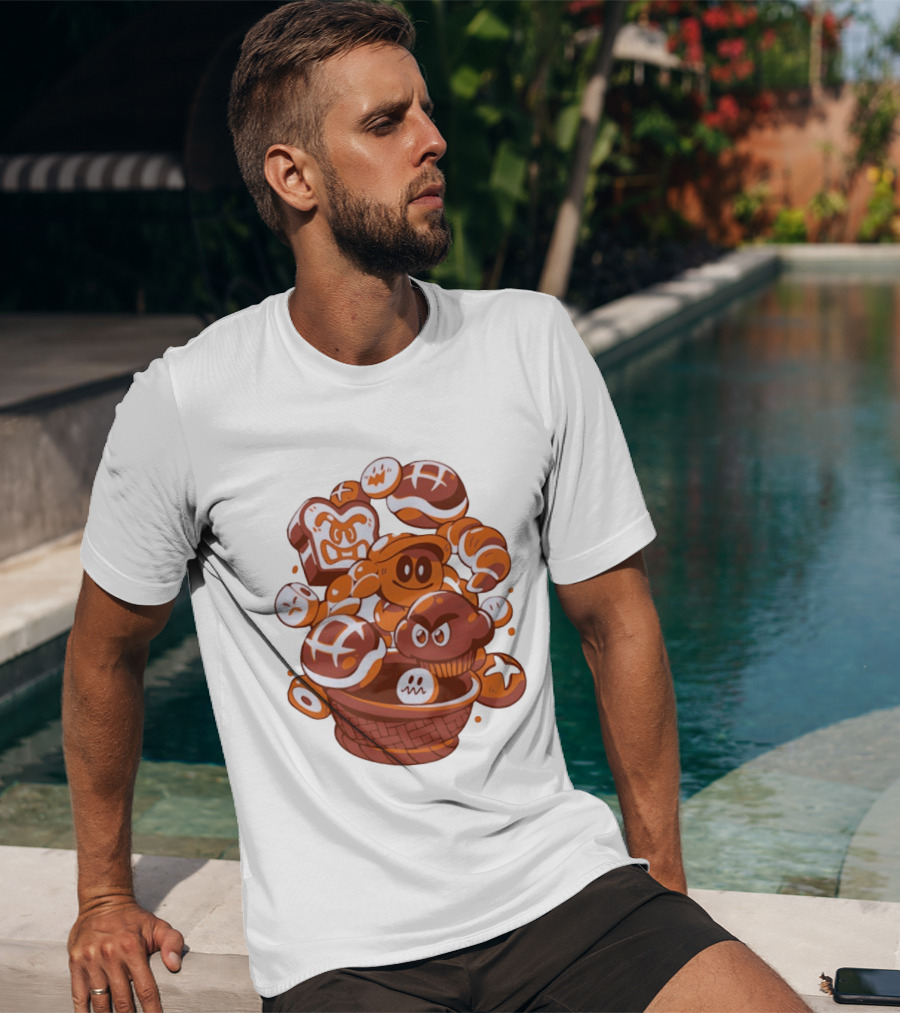 Enemies And Breads Angry Toast And Muffin Characters Basket T-Shirt