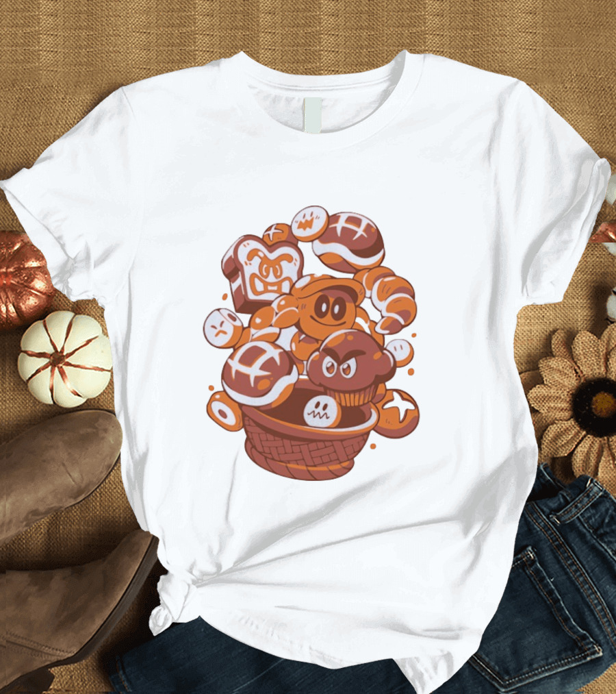 Enemies And Breads Angry Toast And Muffin Characters Basket T-Shirt