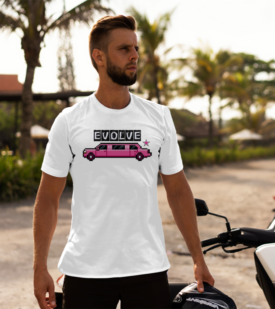 Evolve Pixel Art Pink Limousine Retro Star T-Shirt