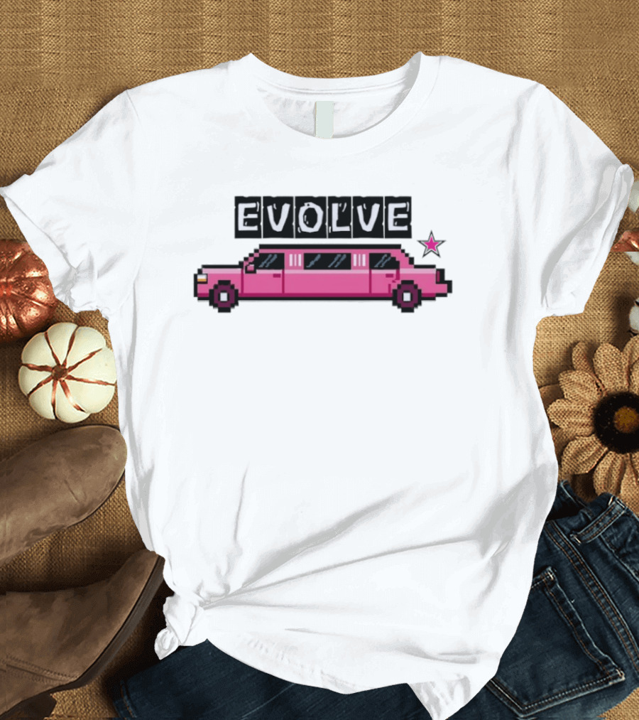 Evolve Pixel Art Pink Limousine Retro Star T-Shirt
