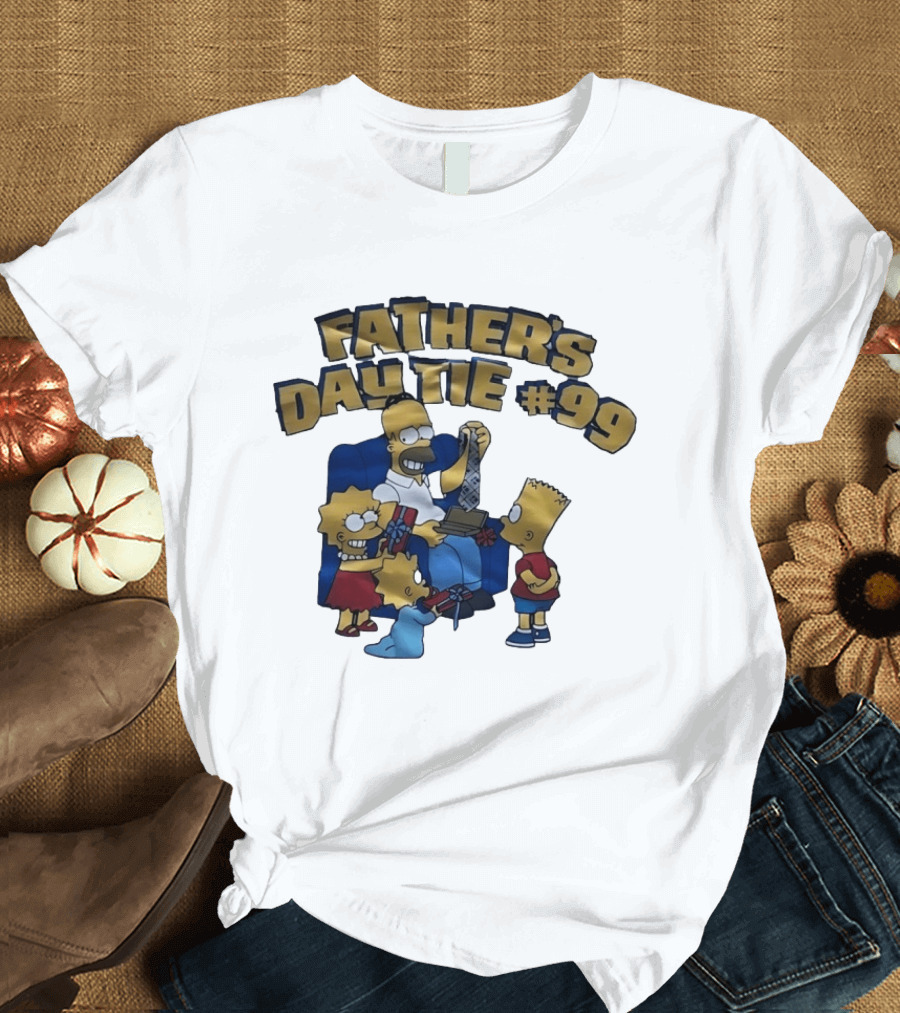 Father's Day Tie 99 Cartoon Celebration With Iconic Family Gathering T-Shirt