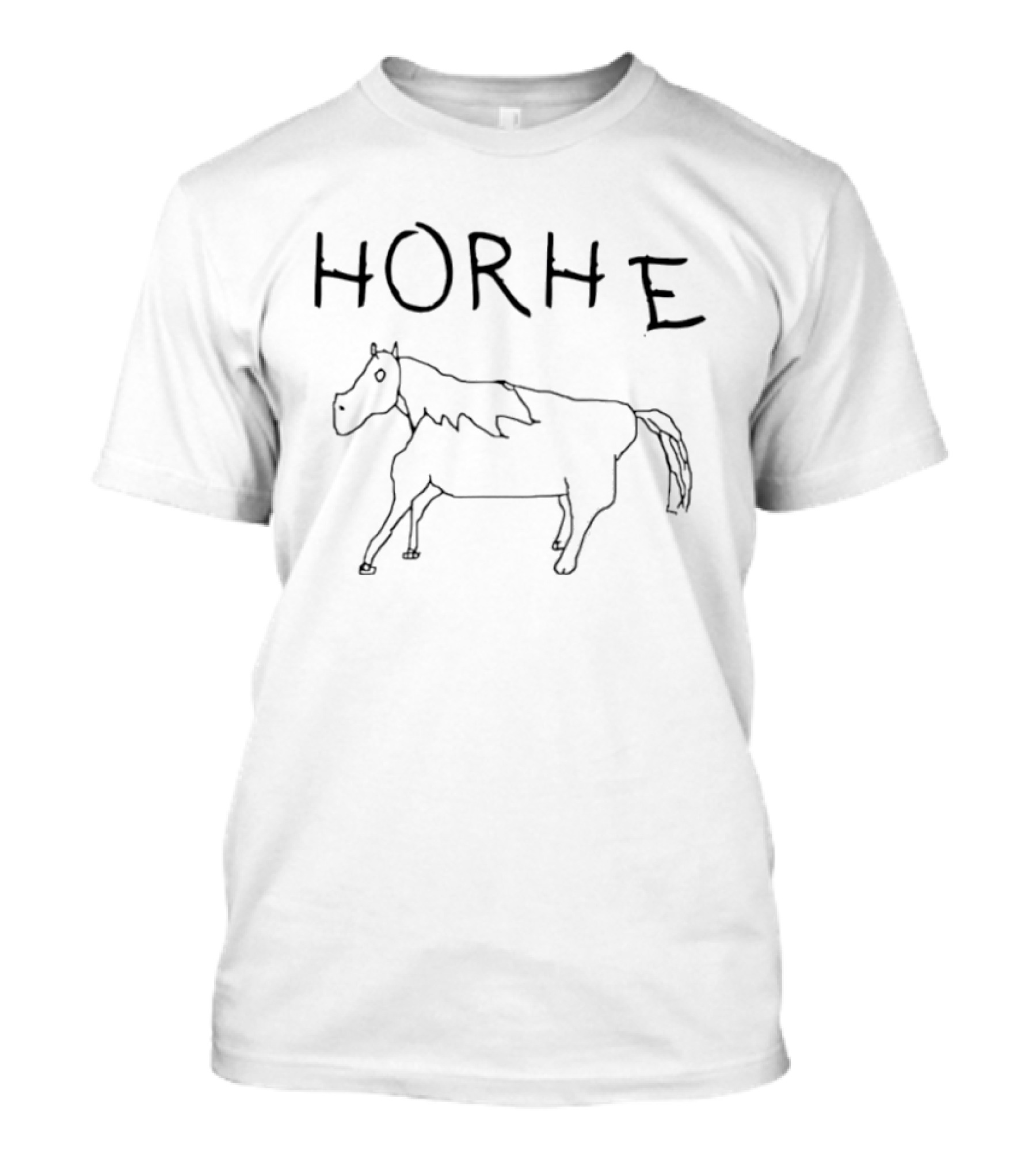 Horhe Horse Drawing Black Line T-Shirt