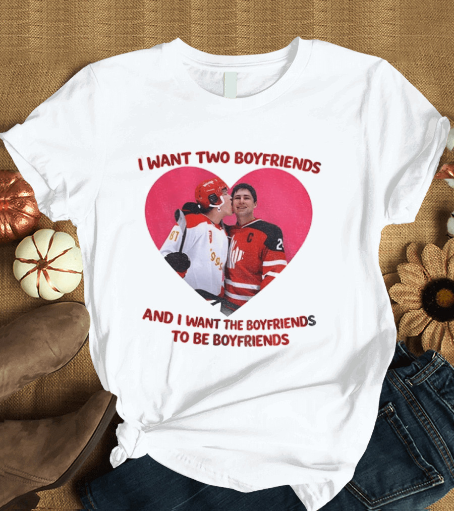 Ilya Shane I Want Two Boyfriends Heated TV Pink Heart Movie Ice Hockey Players T-Shirt