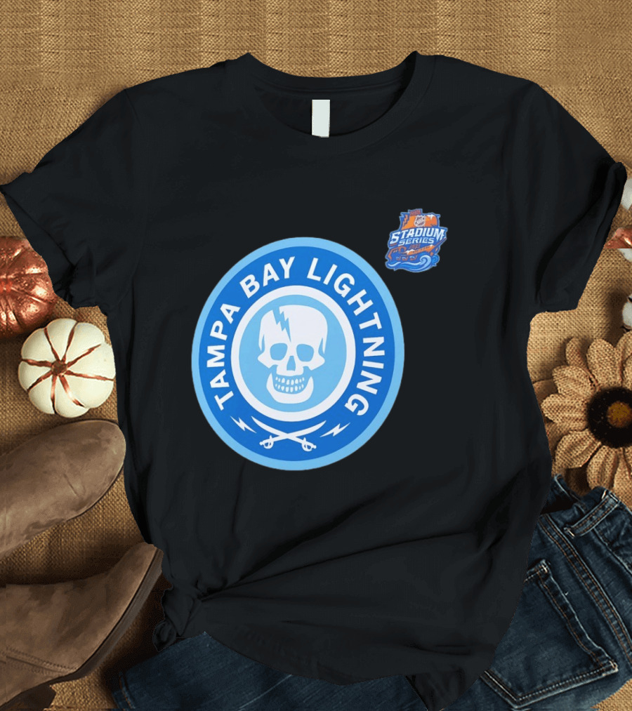 Tampa Bay Lightning Skull Circle Stadium Series T-Shirt