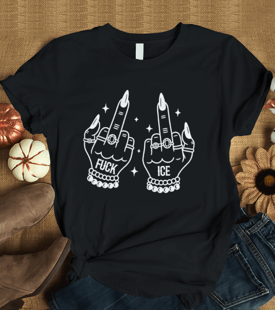 Fuck Ice Middle Finger Anti Trump T-Shirt